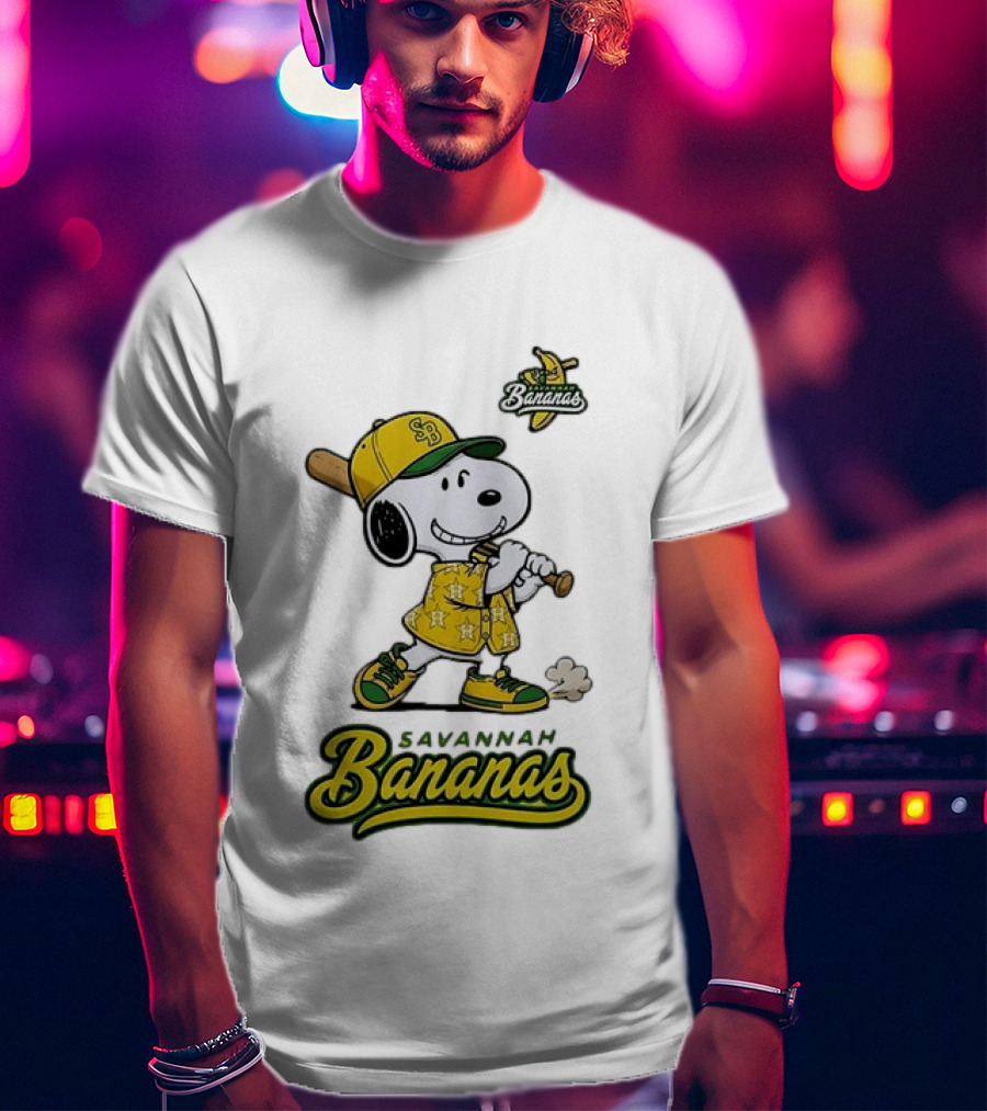 Snoopy Savannah Bananas Peanuts Baseball Collaboration T-Shirt