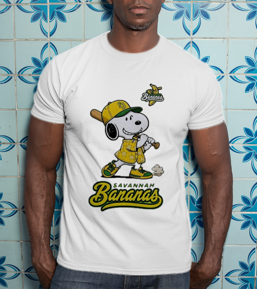 Snoopy Savannah Bananas Peanuts Baseball Collaboration T-Shirt
