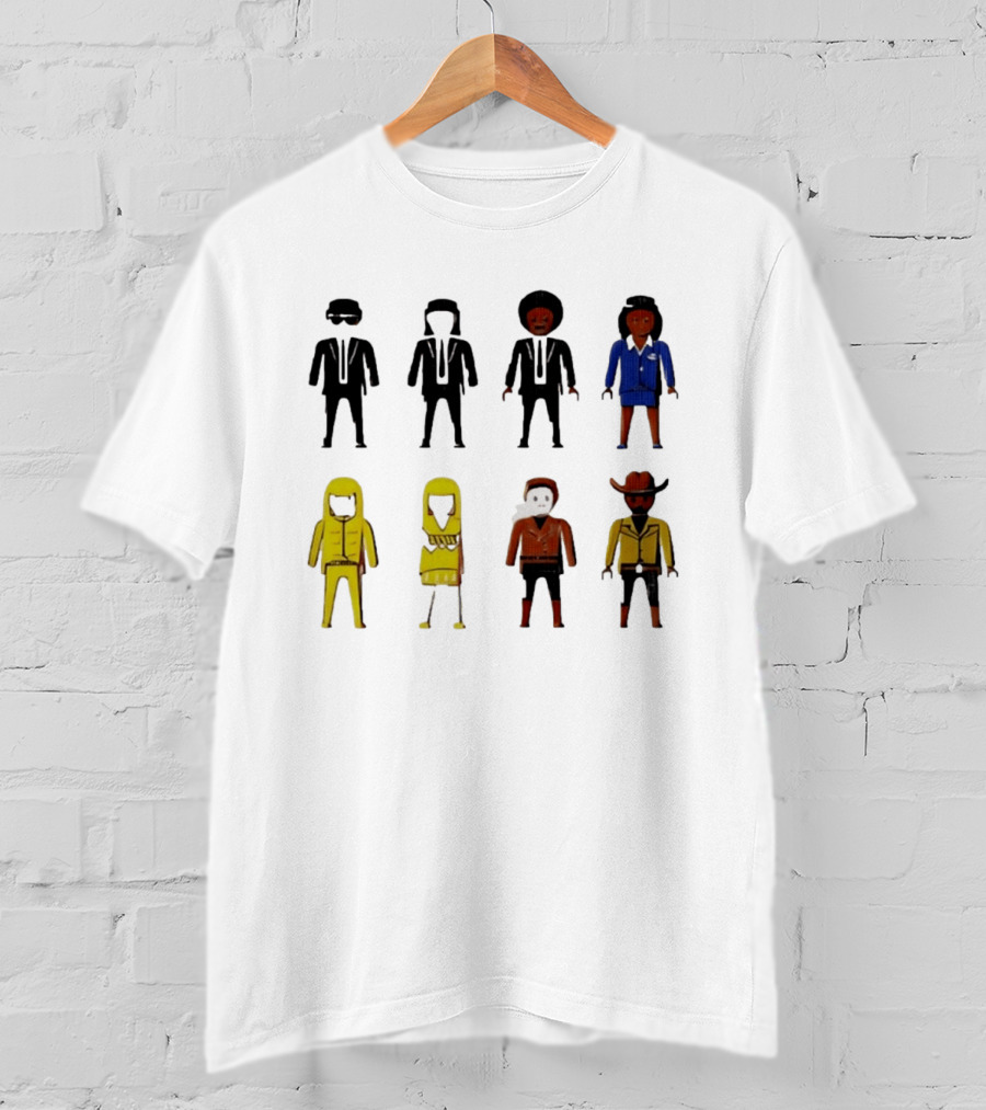 Tarantino Movie Characters Playful Figurine Lineup T-Shirt