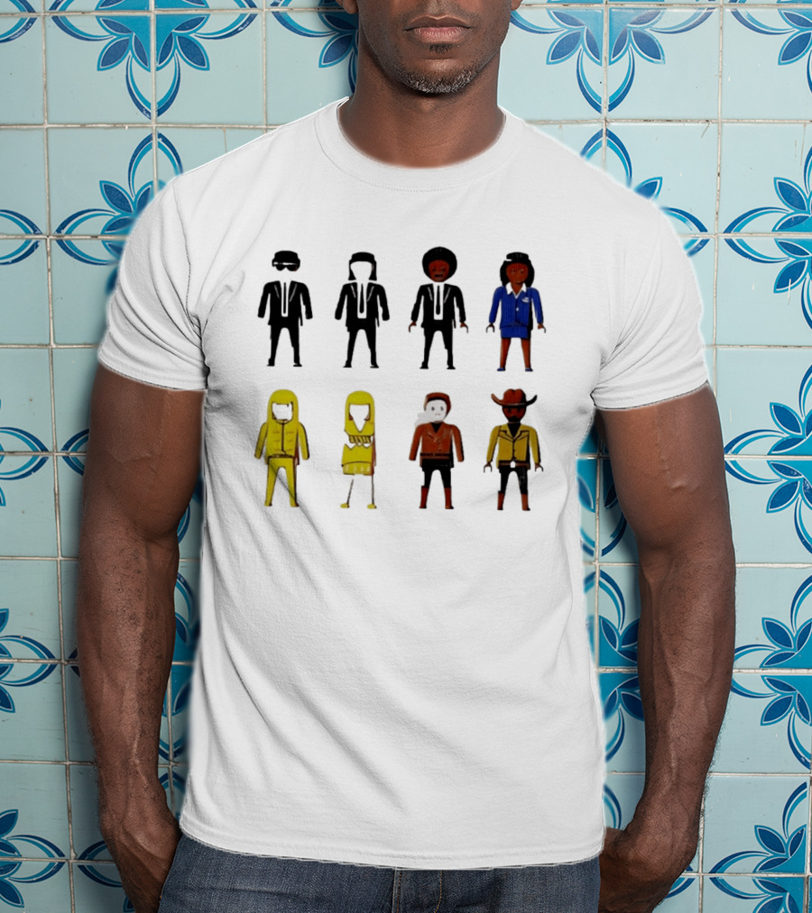 Tarantino Movie Characters Playful Figurine Lineup T-Shirt
