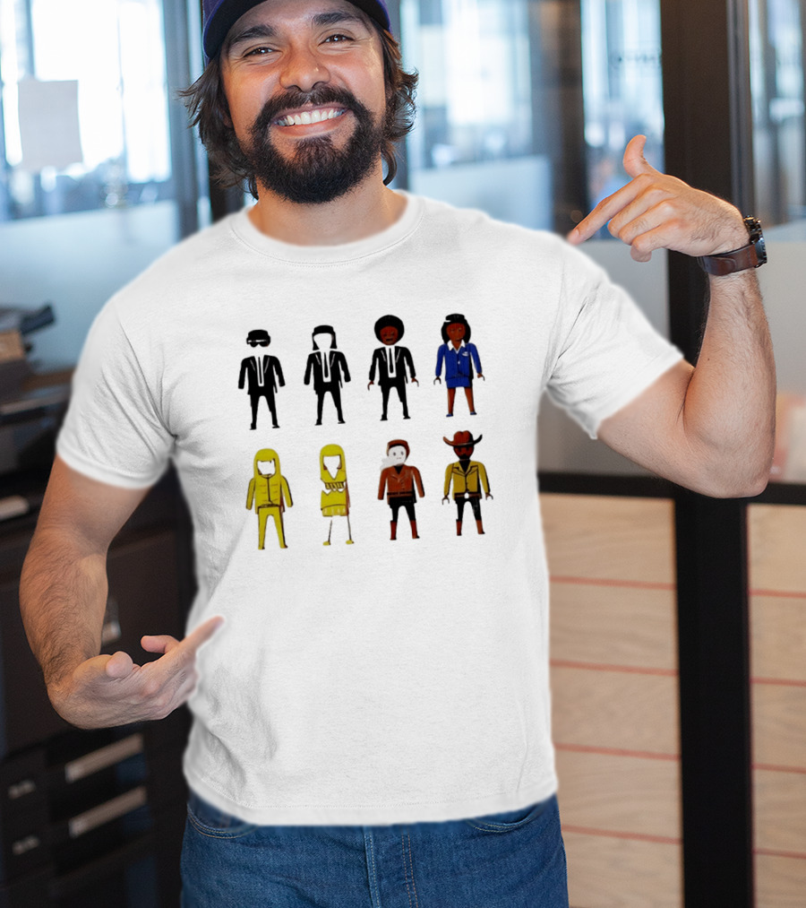 Tarantino Movie Characters Playful Figurine Lineup T-Shirt
