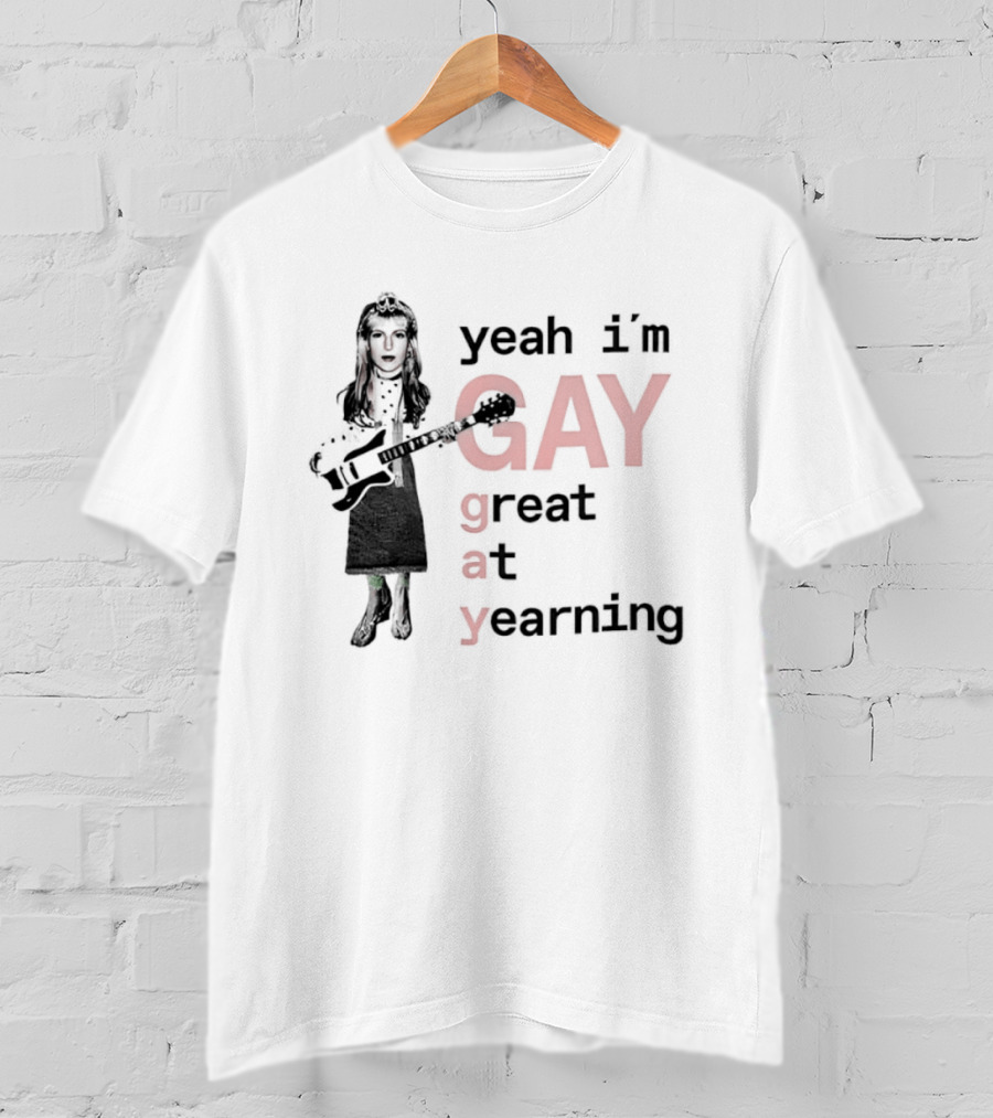 Yeah I'm Gay Great At Yearning Meme With Guitar Player T-Shirt