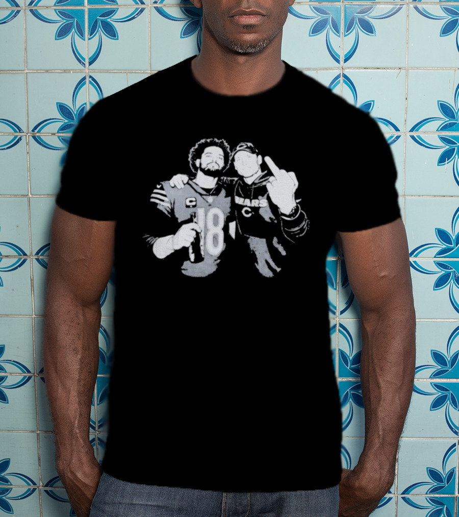Bears Caleb Williams Ben Johnson Middle Finger Gesture T-Shirt