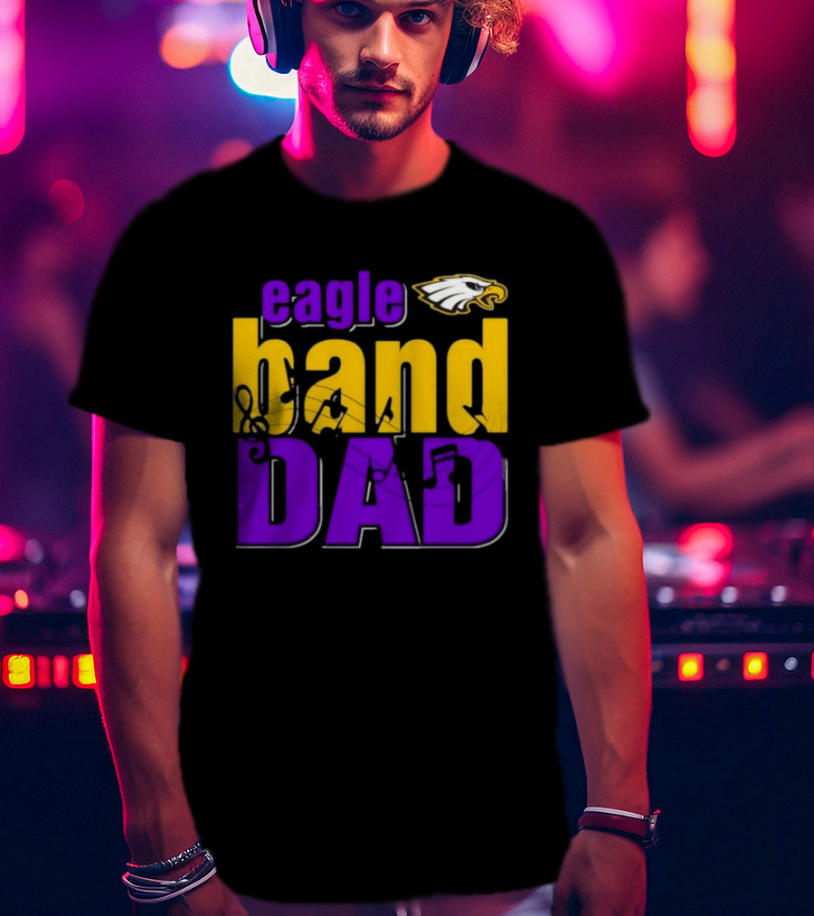 Eagle Band Dad With Eagle Head Icon Yellow And Purple T-Shirt
