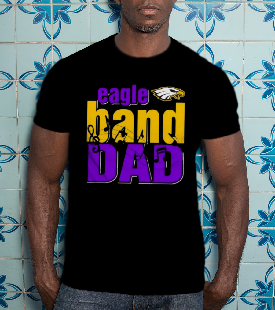 Eagle Band Dad With Eagle Head Icon Yellow And Purple T-Shirt
