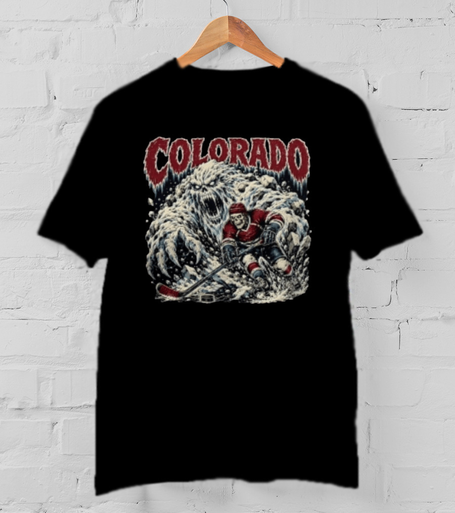 Colorado Avalanche Hockey Skeleton Player Ice Monster Chase T-Shirt