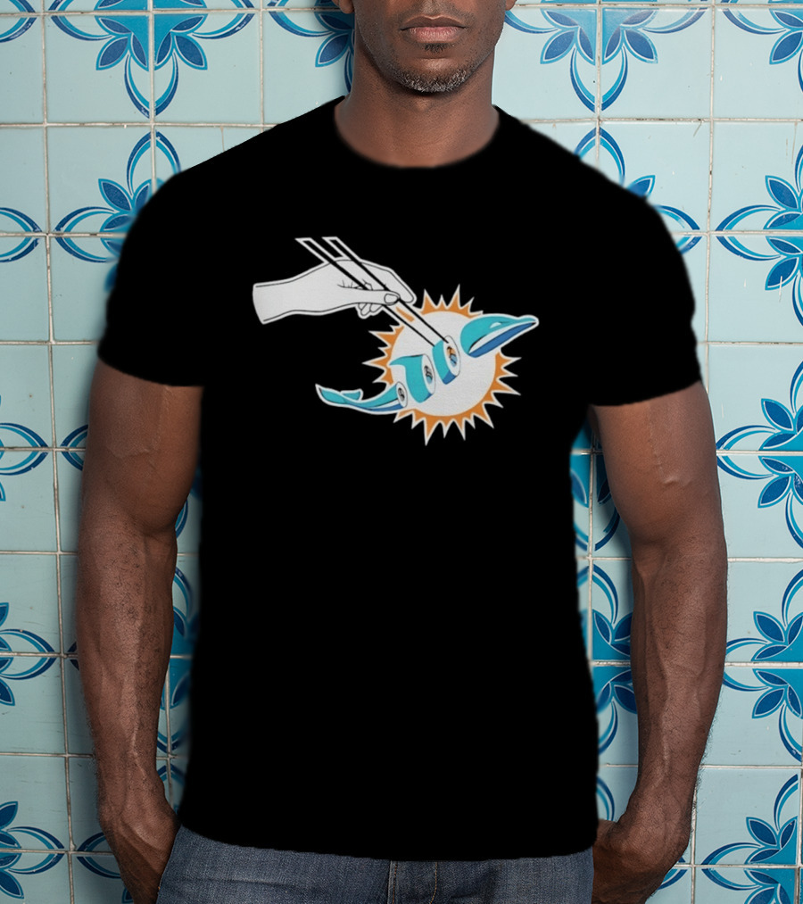 Miami Dolphins Sushi Roll Chopsticks T-Shirt