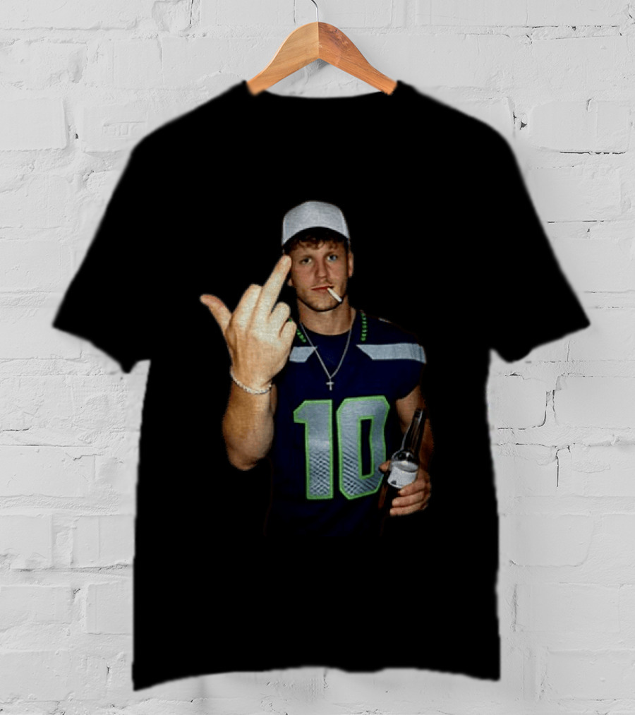 Seattle Seahawks Cooper Kupp Smoking Beer Gesture Iconic Football T-Shirt