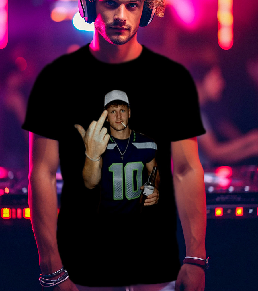 Seattle Seahawks Cooper Kupp Smoking Beer Gesture Iconic Football T-Shirt