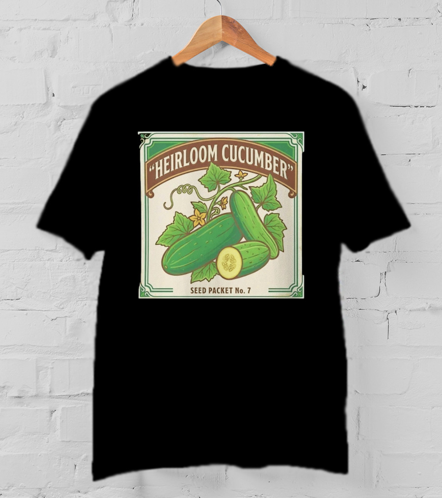 Heirloom Cucumber Seed Packet No 7 Vintage Gardening Iconic Green T-Shirt