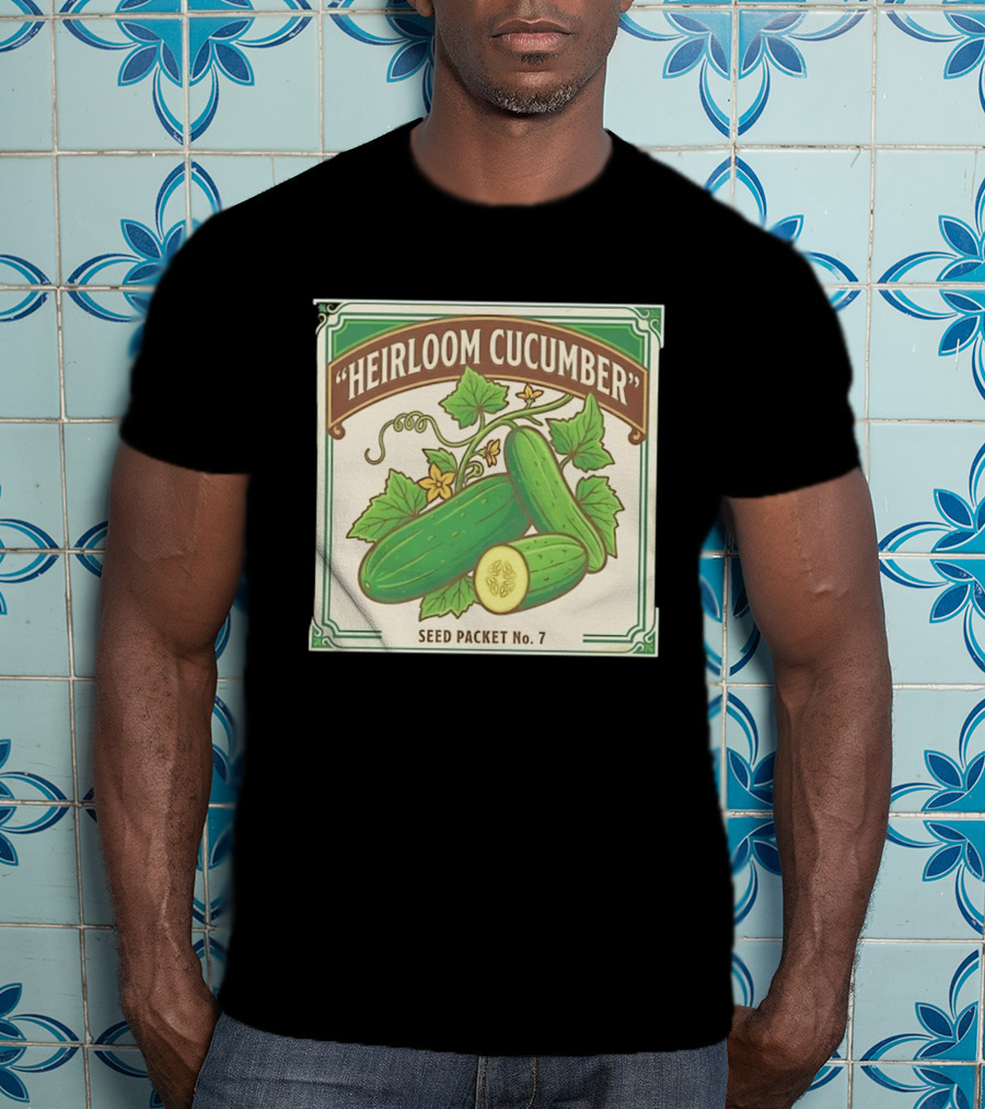 Heirloom Cucumber Seed Packet No 7 Vintage Gardening Iconic Green T-Shirt