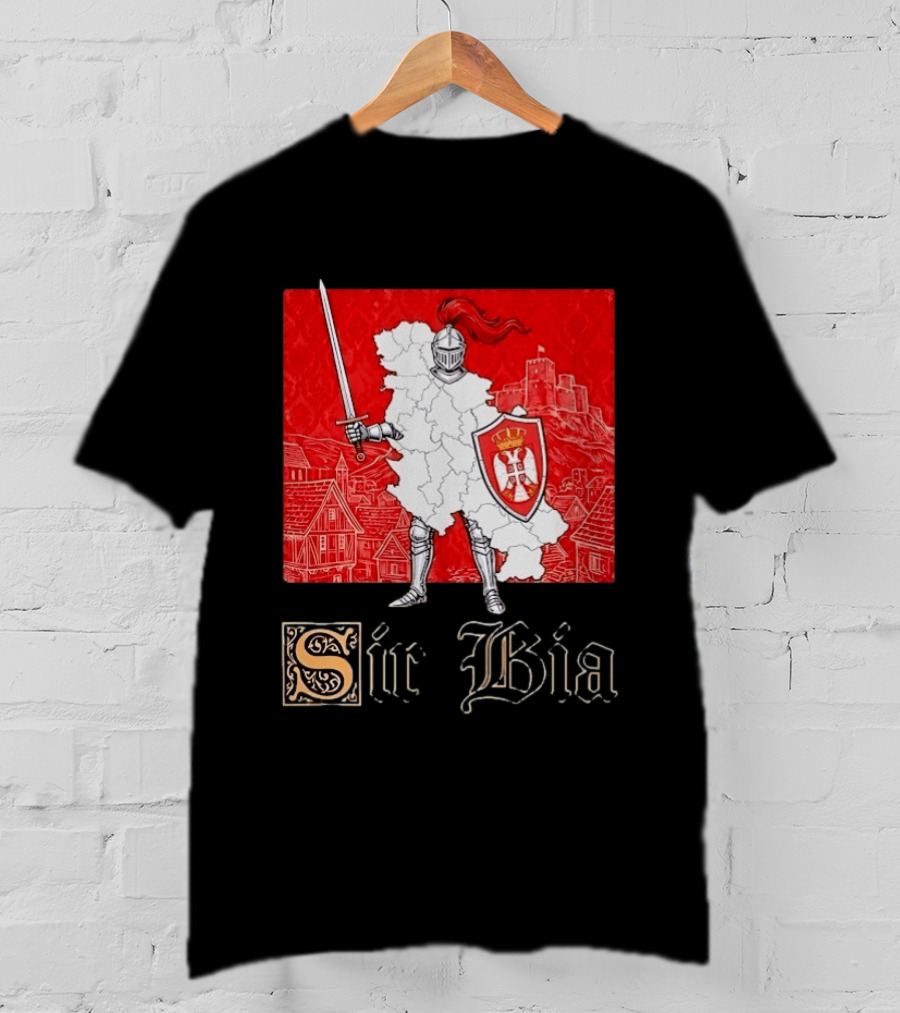 Sir Bia Knight Of Serbia Map Serbian Pride Shield Armor Heritage T-Shirt