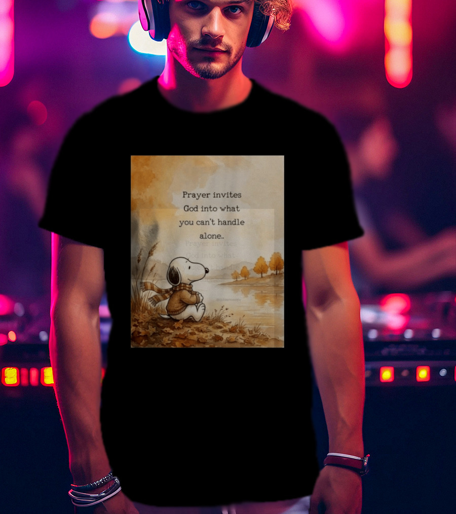Snoopy Prayer Invites God Into What You Can't Handle Alone Autumn Scene T-Shirt