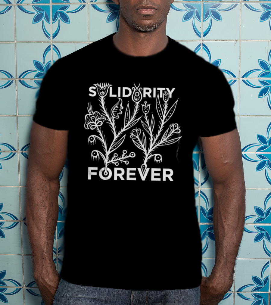 Solidarity Forever Floral Labor Union Block Print T-Shirt
