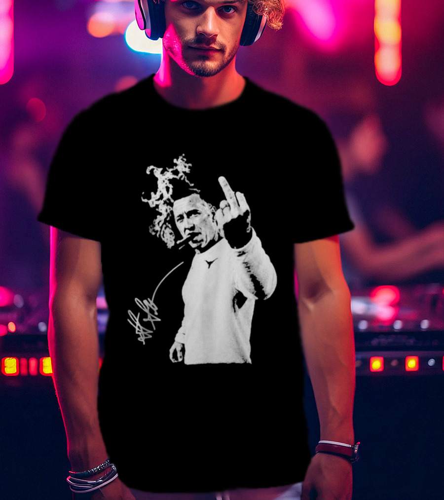 Steve Sarkisian Gesture Smoking Cigar Signature T-Shirt