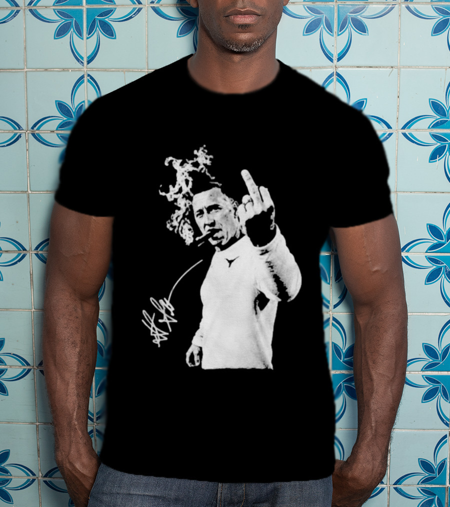 Steve Sarkisian Gesture Smoking Cigar Signature T-Shirt