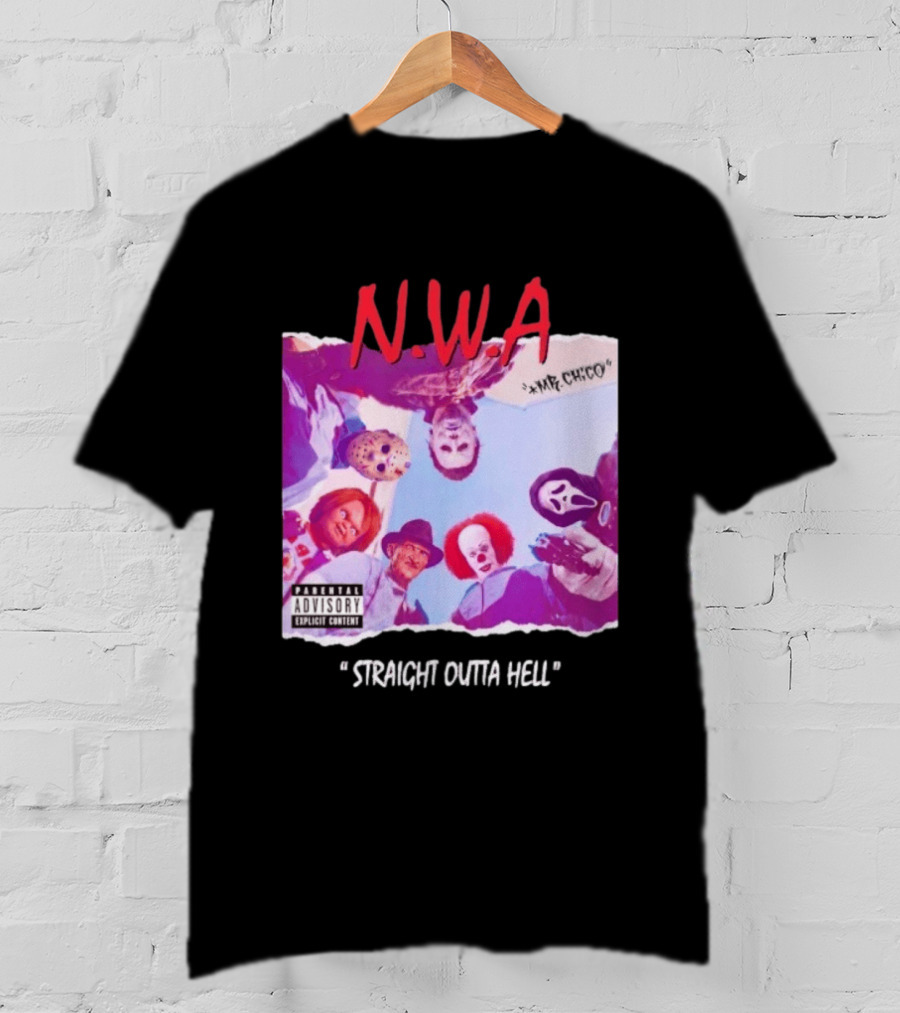N.W.A Straight Outta Hell Horror Movie Character Mashup T-Shirt