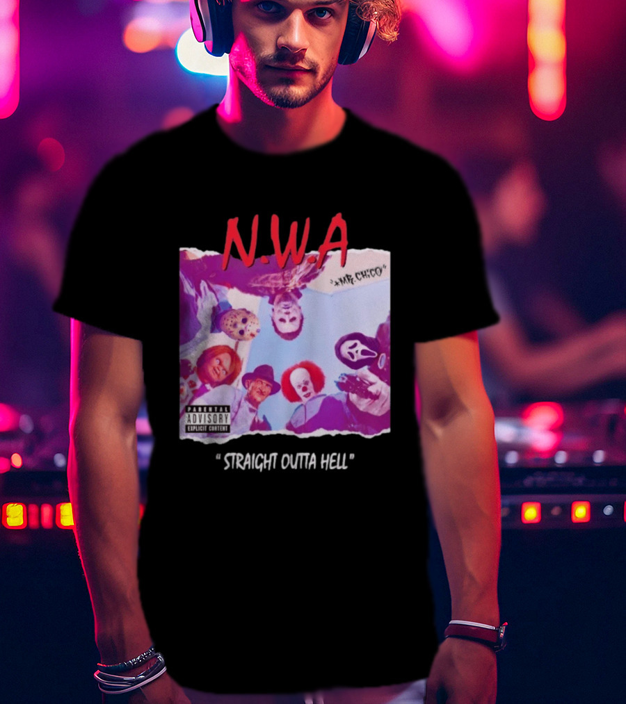 N.W.A Straight Outta Hell Horror Movie Character Mashup T-Shirt