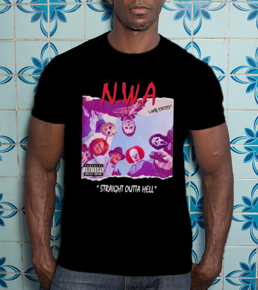 N.W.A Straight Outta Hell Horror Movie Character Mashup T-Shirt