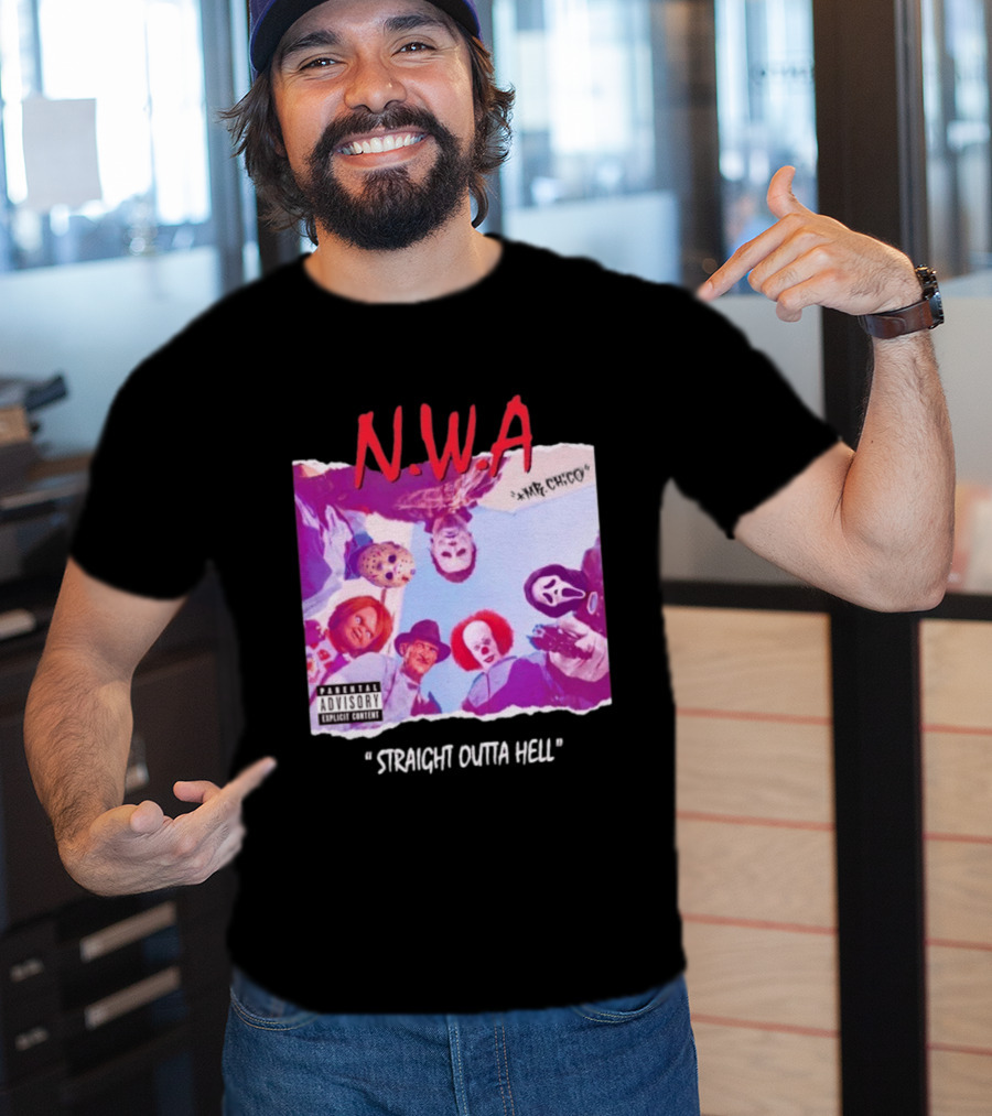 N.W.A Straight Outta Hell Horror Movie Character Mashup T-Shirt