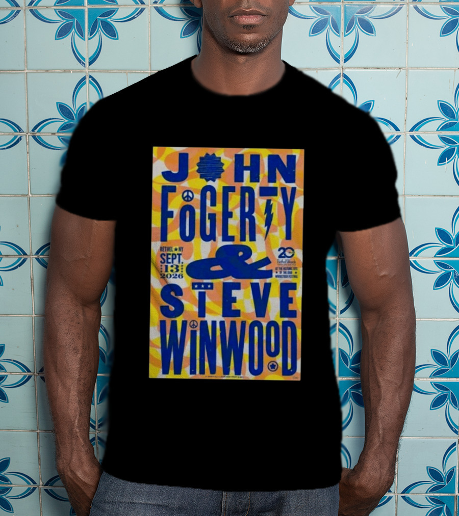 John Fogerty Steve Winwood Concert September 13 2026 Bethel NY Bethel Woods 20th Woodstock Festival T-Shirt