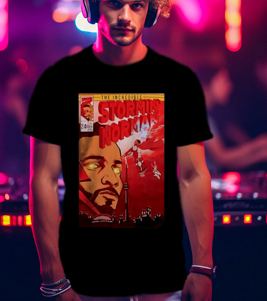 The Incredible Stormin Norman Comic Book Flying Superhero Cityscape 25 Cent Issue 24 T-Shirt