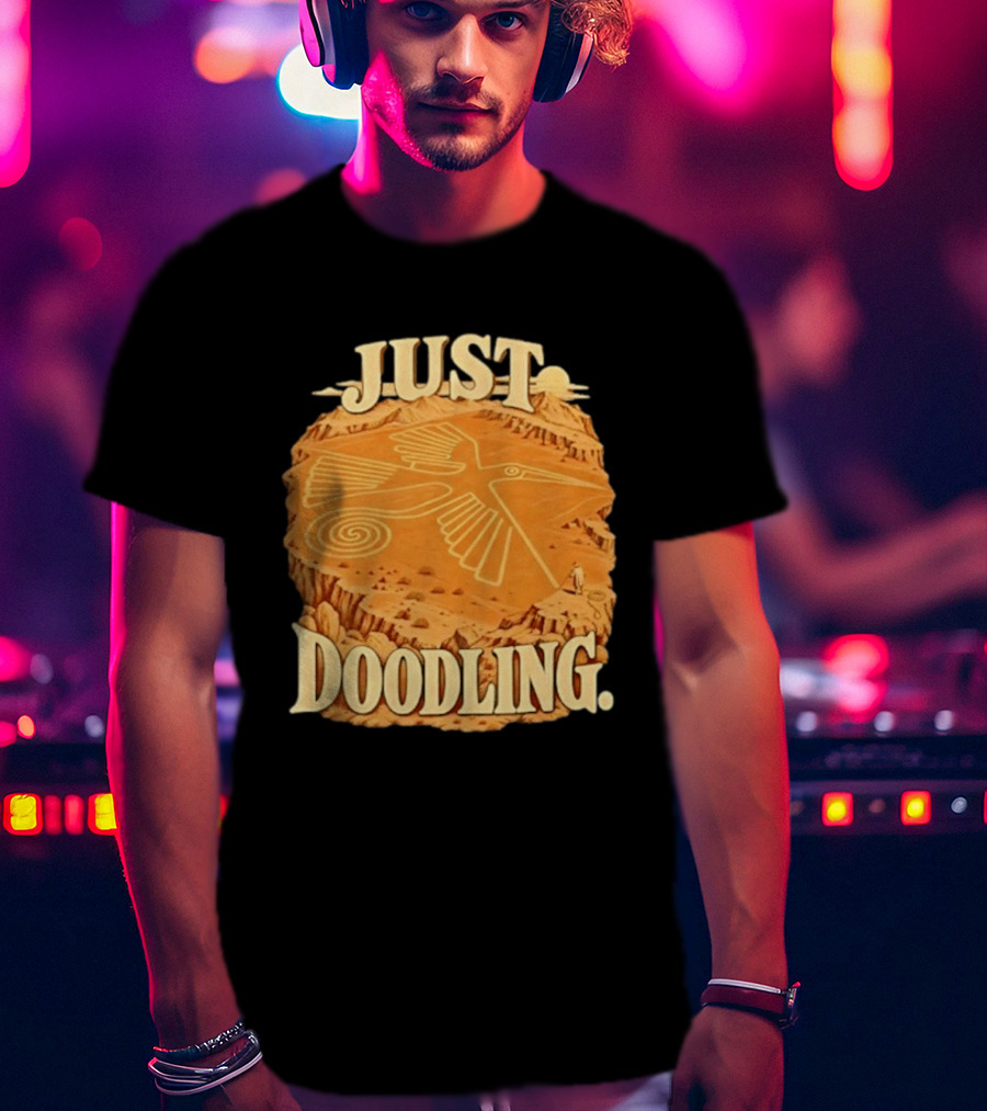 Just Doodling Nazca Lines Hummingbird Desert Landscape T-Shirt