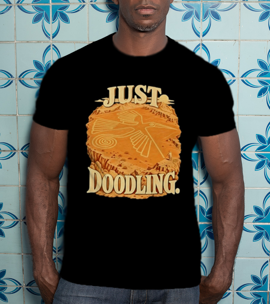 Just Doodling Nazca Lines Hummingbird Desert Landscape T-Shirt