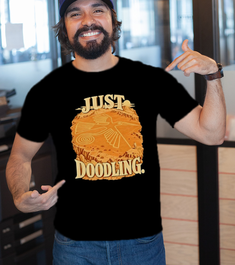 Just Doodling Nazca Lines Hummingbird Desert Landscape T-Shirt