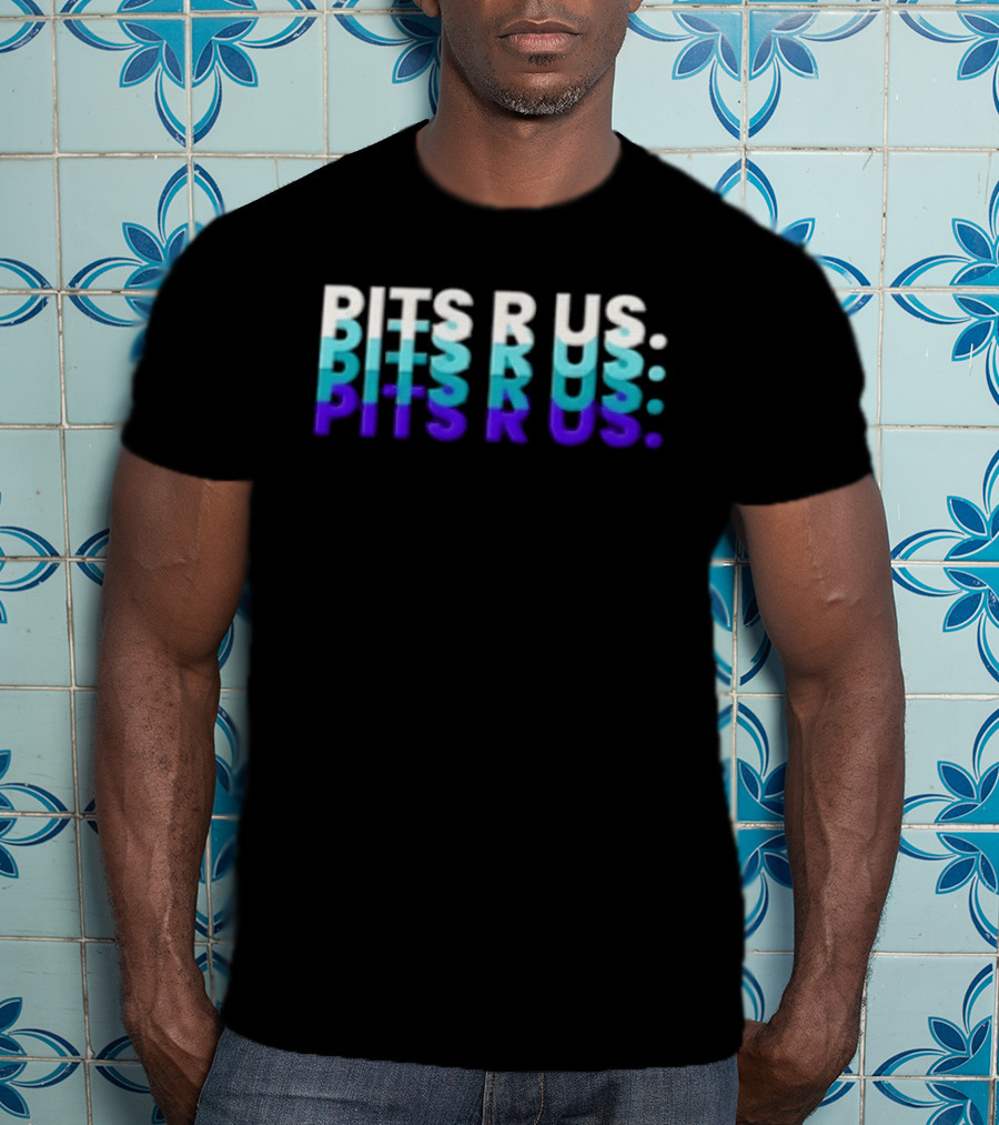 Pits R Us Layered Echo White Cyan Purple Gradient T-Shirt