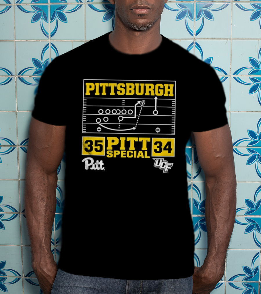 Pittsburgh Pitt Special 35 34 Victory Football Play Diagram Vs UCF T-Shirt