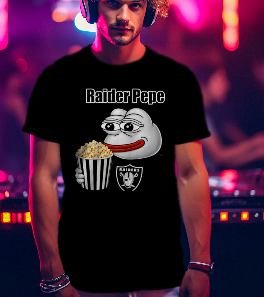 Las Vegas Raiders Raider Pepe Popcorn Meme T-Shirt