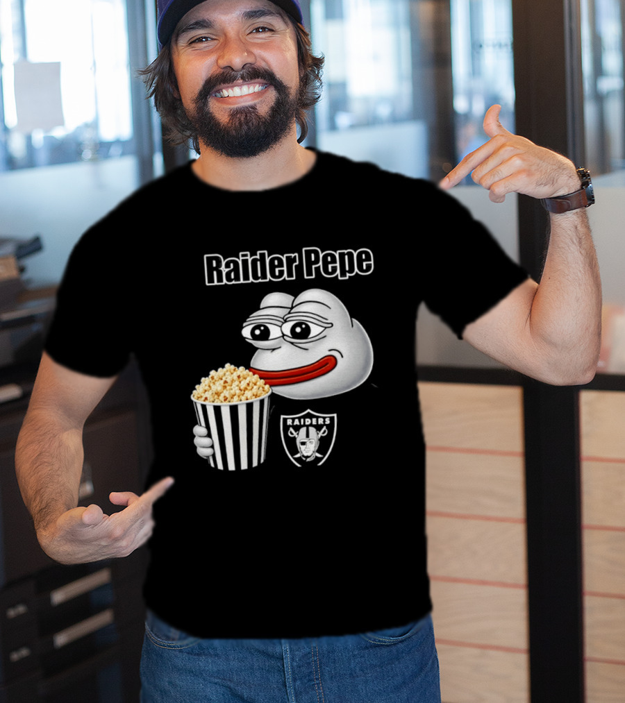 Las Vegas Raiders Raider Pepe Popcorn Meme T-Shirt