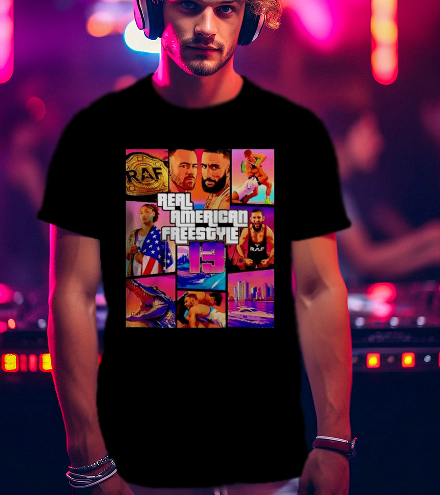 Real American Freestyle 13 Wrestling RAF Alligator Miami Scene T-Shirt