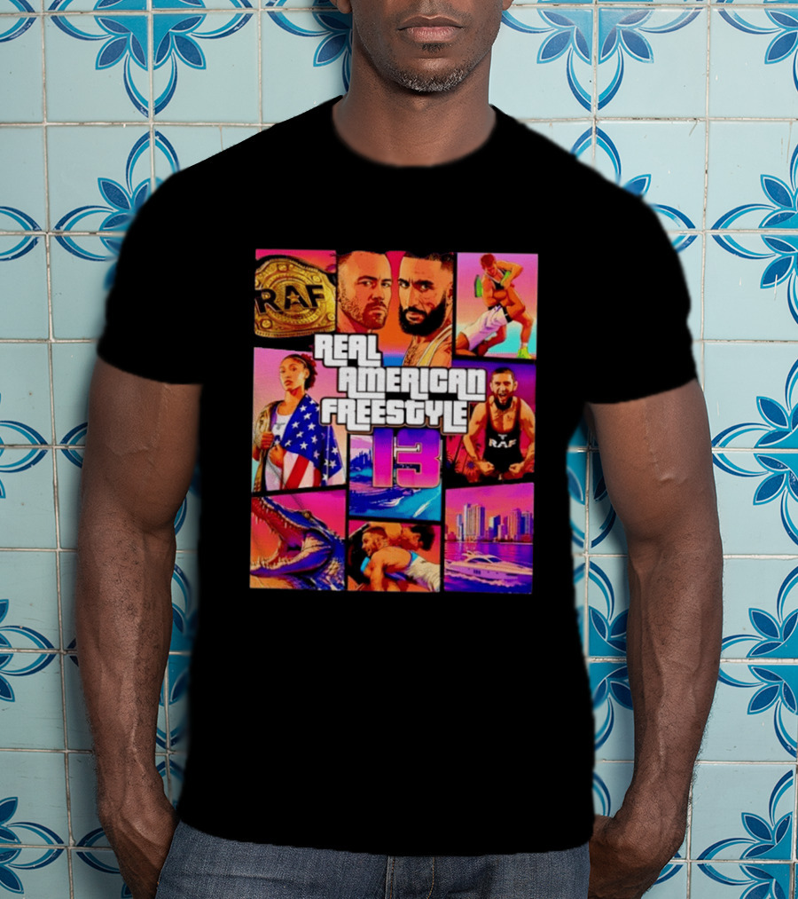 Real American Freestyle 13 Wrestling RAF Alligator Miami Scene T-Shirt