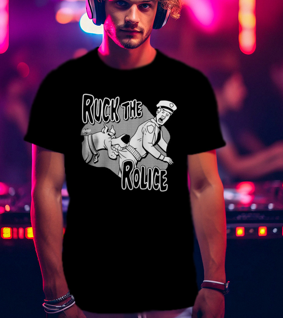 Ruck The Rolice Cartoon Dog Satire Pop Culture Police Officer And Dog T-Shirt