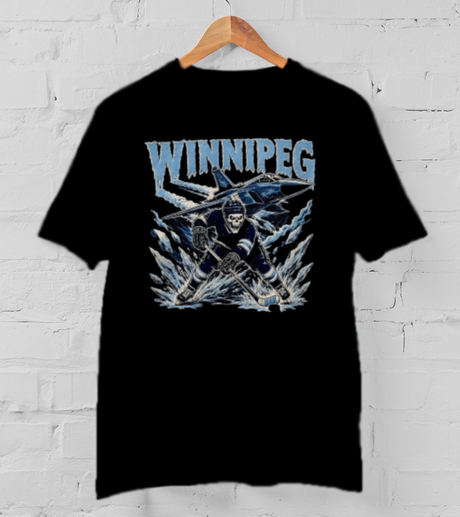 Winnipeg Jets Hockey Skeleton Player Ice Jet T-Shirt