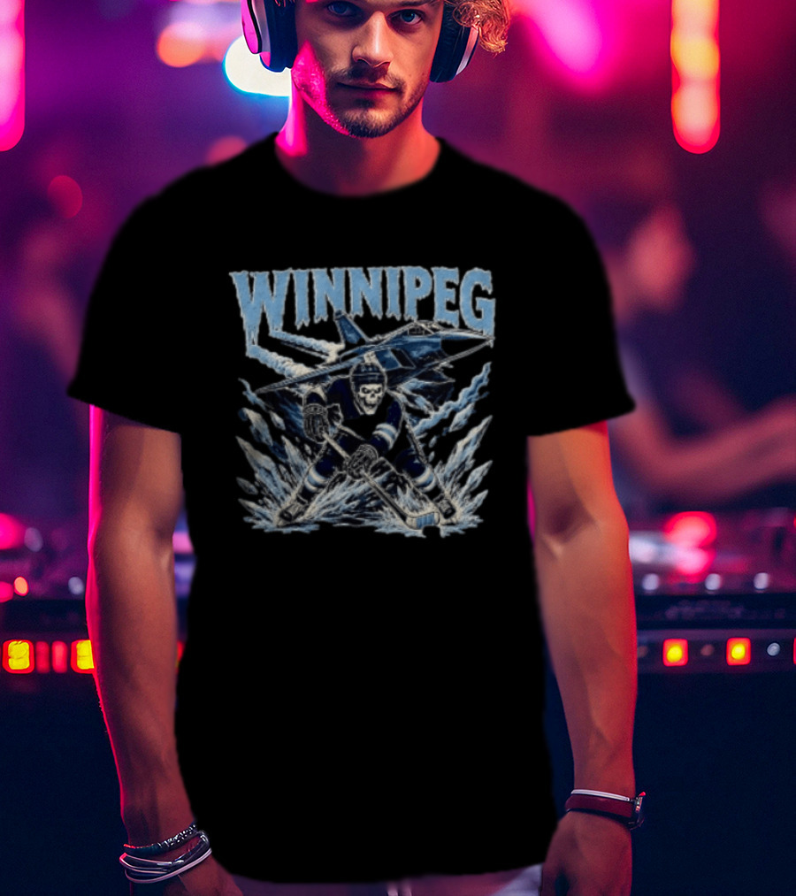 Winnipeg Jets Hockey Skeleton Player Ice Jet T-Shirt
