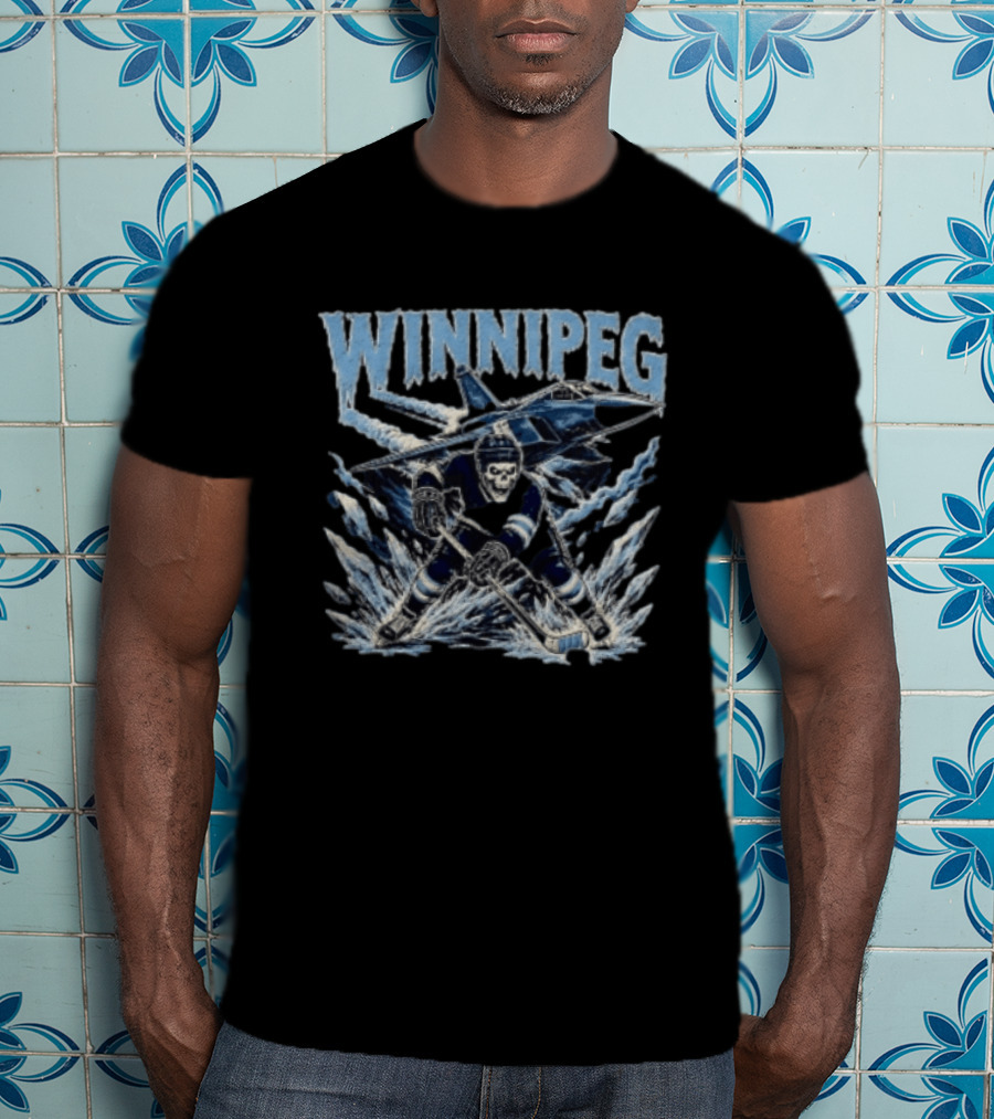 Winnipeg Jets Hockey Skeleton Player Ice Jet T-Shirt