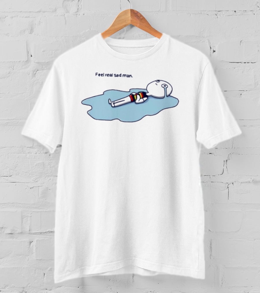 Adelaide FC Feel Real Sad Man Crying Lying Down Fan Humor T-Shirt