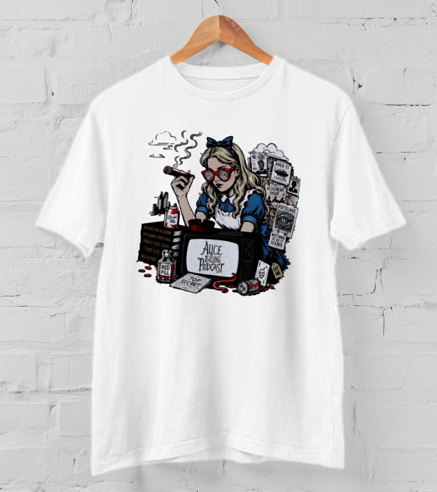 Alice Falling Podcast Conspiracy Theory Red Pill Top Secret Area 51 Reptilians Seeing Is Believing T-Shirt
