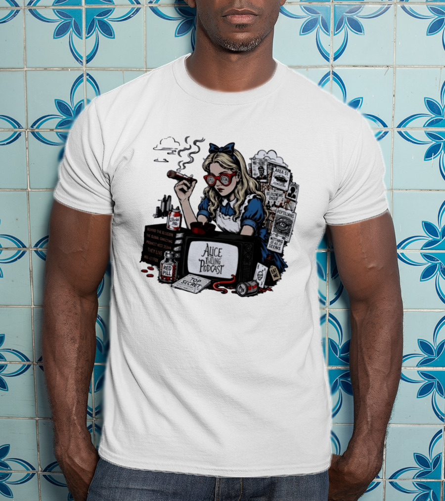 Alice Falling Podcast Conspiracy Theory Red Pill Top Secret Area 51 Reptilians Seeing Is Believing T-Shirt