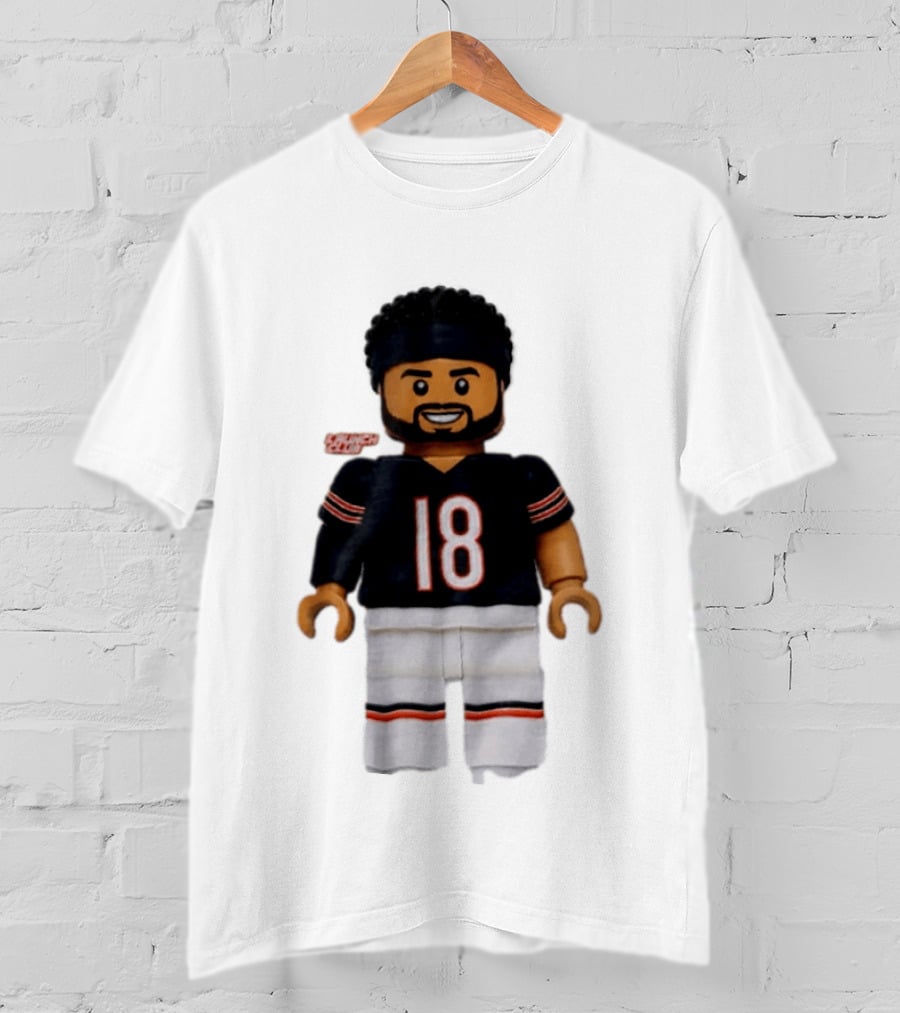Chicago Bears Quarterback Caleb Williams 18 Lego Minifigure T-Shirt
