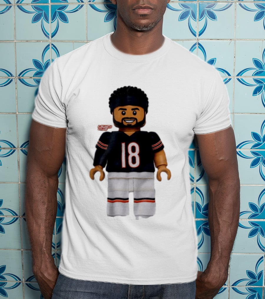 Chicago Bears Quarterback Caleb Williams 18 Lego Minifigure T-Shirt