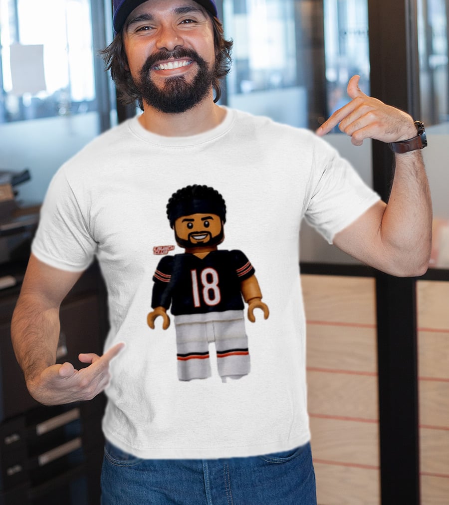 Chicago Bears Quarterback Caleb Williams 18 Lego Minifigure T-Shirt