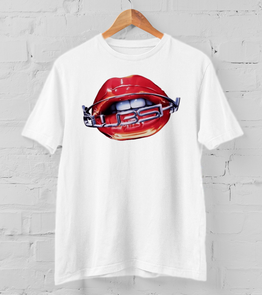 Chicago Cubs Lips Y2K MLB Baseball Chrome Letters T-Shirt