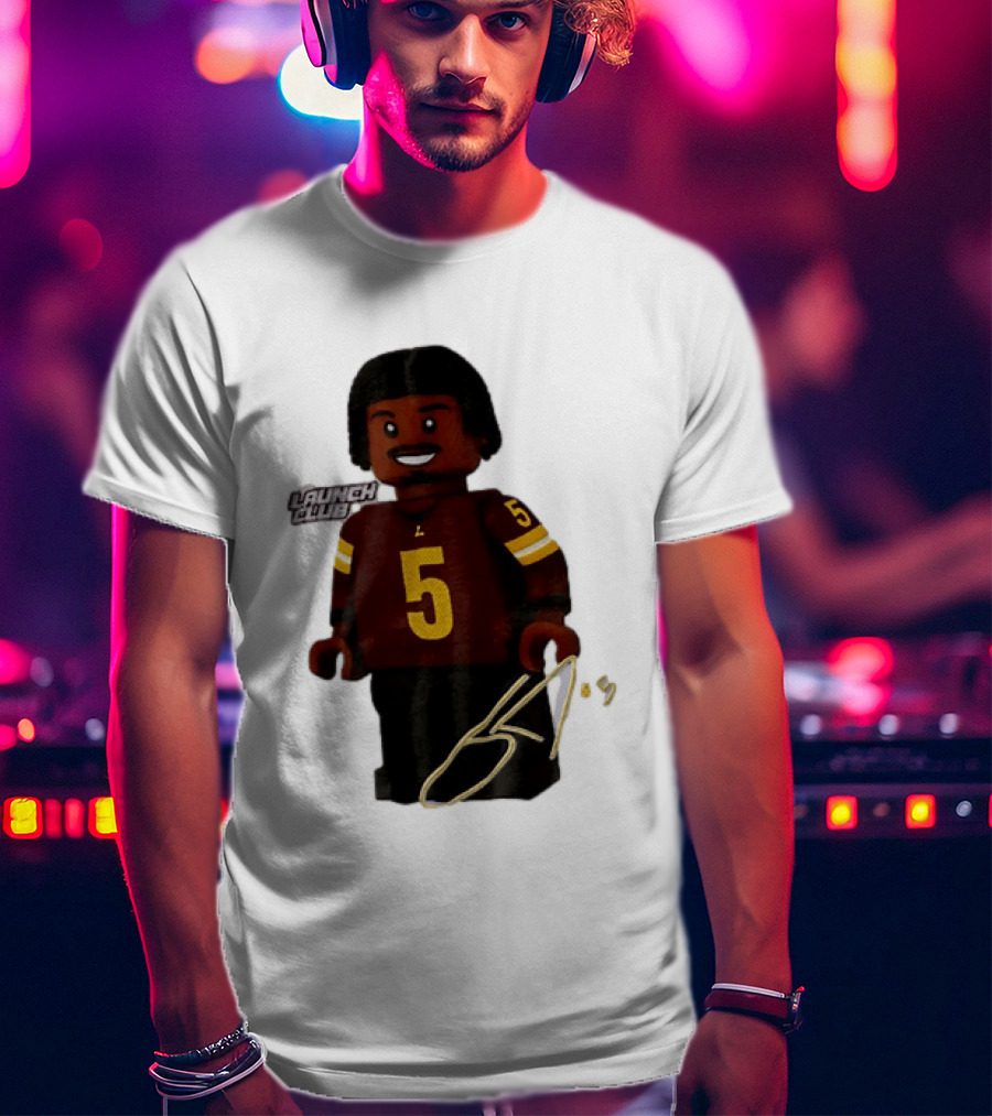Washington Commanders Quarterback Jayden Daniels Launch Club Number 5 T-Shirt