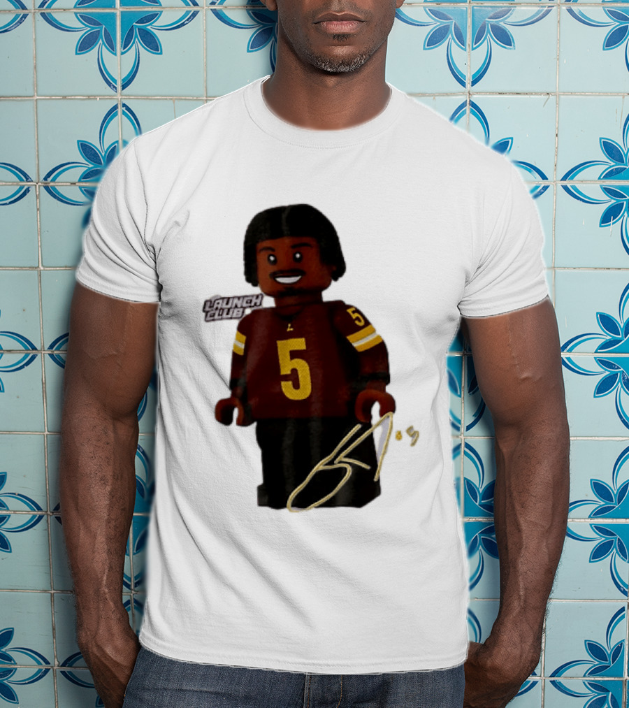 Washington Commanders Quarterback Jayden Daniels Launch Club Number 5 T-Shirt