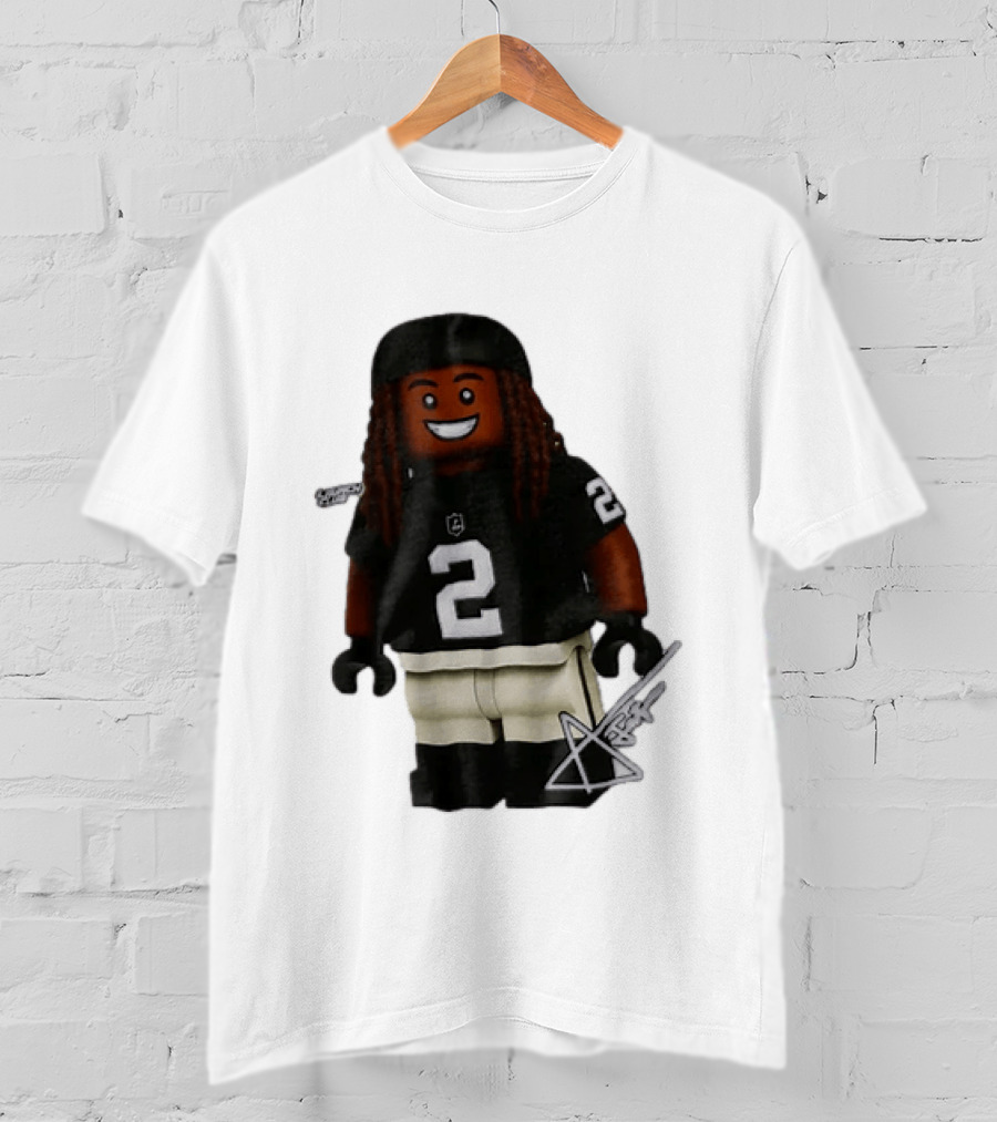 Las Vegas Raiders Running Back Ashton Jeanty 2 Lego Minifigure With Football Helmet T-Shirt