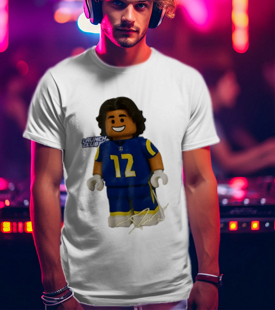 Los Angeles Rams Wide Receiver Puka Nacua Launch Club Number 12 Lego T-Shirt